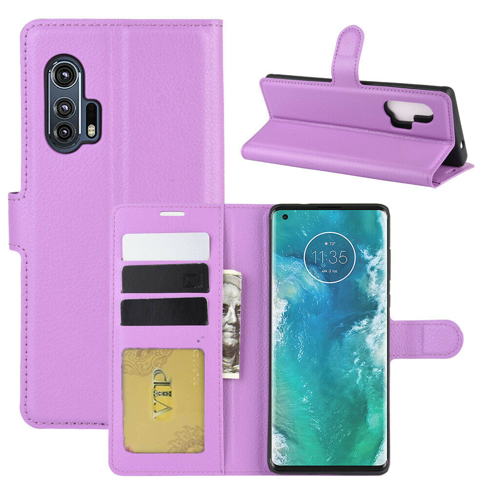 Leather Folio Wallet Case for Motorola Moto Edge+ Plus (2020) Leather Folio Wallet Case for Motorola Moto Edge+ Plus (2020)